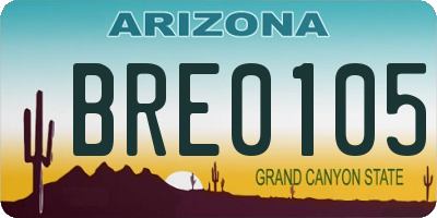 AZ license plate BRE0105