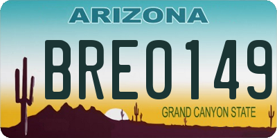 AZ license plate BRE0149