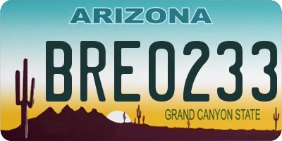 AZ license plate BRE0233