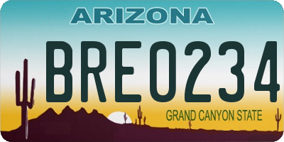 AZ license plate BRE0234