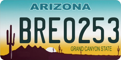 AZ license plate BRE0253