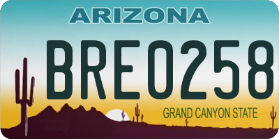 AZ license plate BRE0258