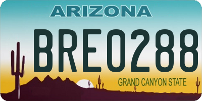 AZ license plate BRE0288