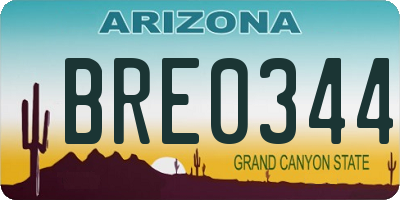 AZ license plate BRE0344