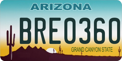 AZ license plate BRE0360