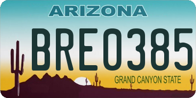 AZ license plate BRE0385