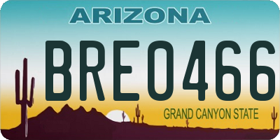 AZ license plate BRE0466