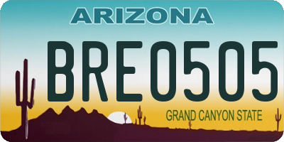 AZ license plate BRE0505
