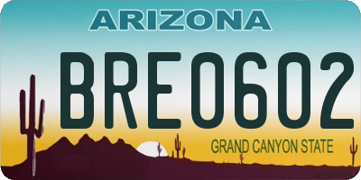 AZ license plate BRE0602