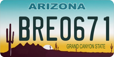 AZ license plate BRE0671