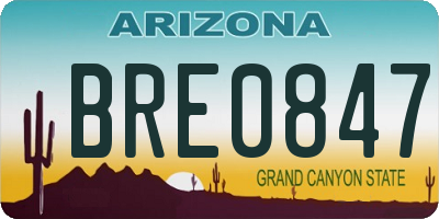 AZ license plate BRE0847