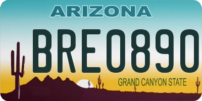 AZ license plate BRE0890