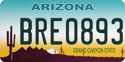 AZ license plate BRE0893