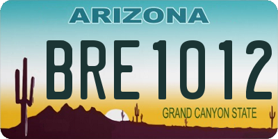 AZ license plate BRE1012