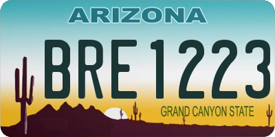 AZ license plate BRE1223