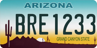 AZ license plate BRE1233