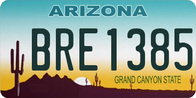 AZ license plate BRE1385