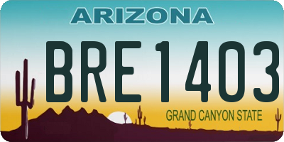 AZ license plate BRE1403