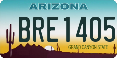 AZ license plate BRE1405
