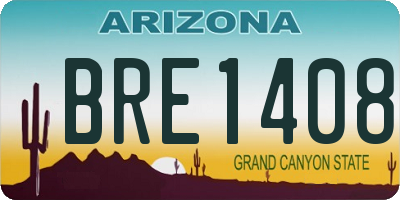 AZ license plate BRE1408