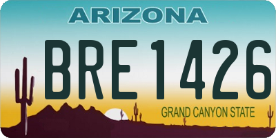 AZ license plate BRE1426