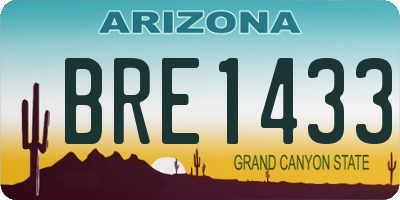 AZ license plate BRE1433