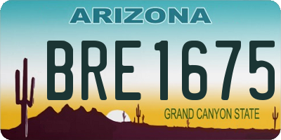 AZ license plate BRE1675
