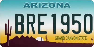 AZ license plate BRE1950