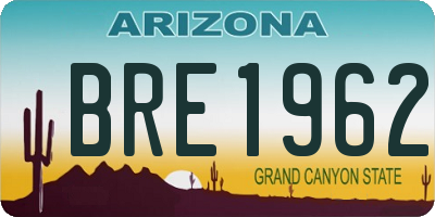 AZ license plate BRE1962