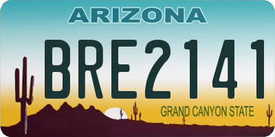 AZ license plate BRE2141