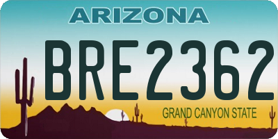 AZ license plate BRE2362