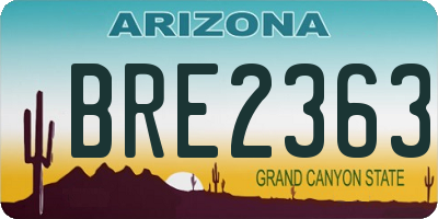 AZ license plate BRE2363
