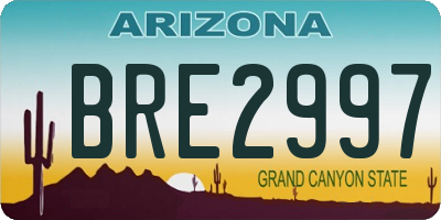 AZ license plate BRE2997