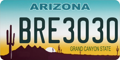 AZ license plate BRE3030