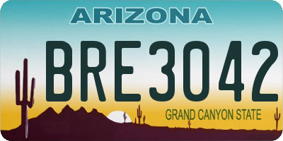 AZ license plate BRE3042