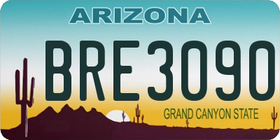 AZ license plate BRE3090