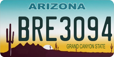 AZ license plate BRE3094