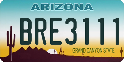 AZ license plate BRE3111