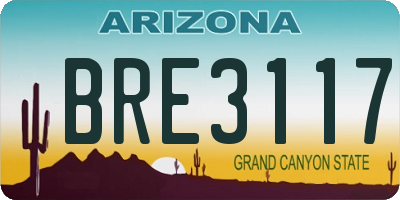 AZ license plate BRE3117