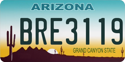 AZ license plate BRE3119