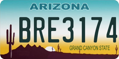 AZ license plate BRE3174