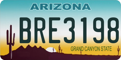 AZ license plate BRE3198