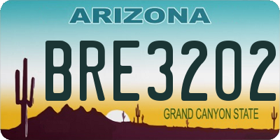 AZ license plate BRE3202