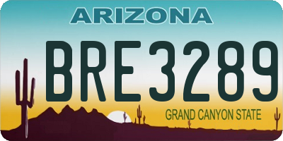 AZ license plate BRE3289