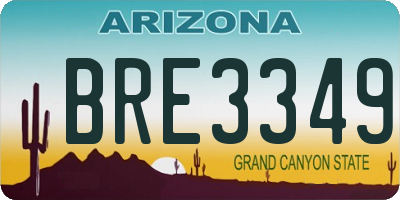 AZ license plate BRE3349