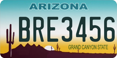 AZ license plate BRE3456