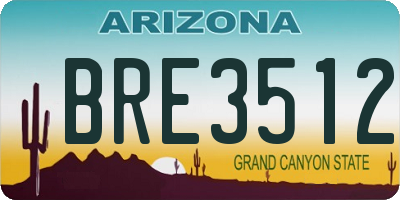 AZ license plate BRE3512