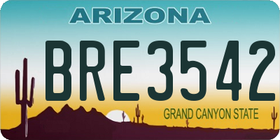 AZ license plate BRE3542