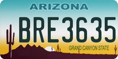 AZ license plate BRE3635