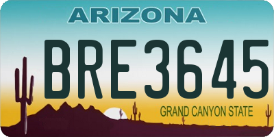 AZ license plate BRE3645